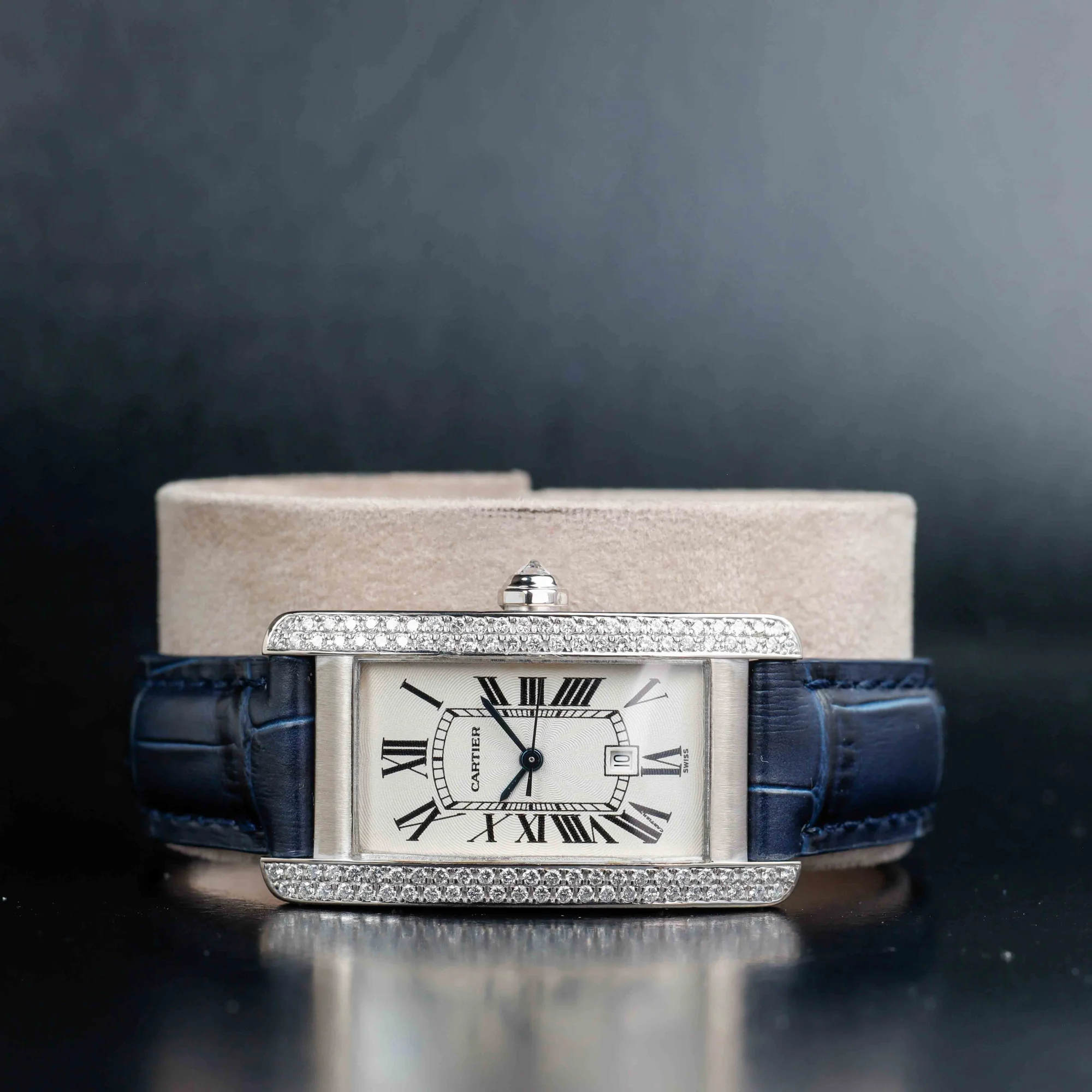 Cartier Tank Américaine With Natural Diamonds Customization oro bianco 2