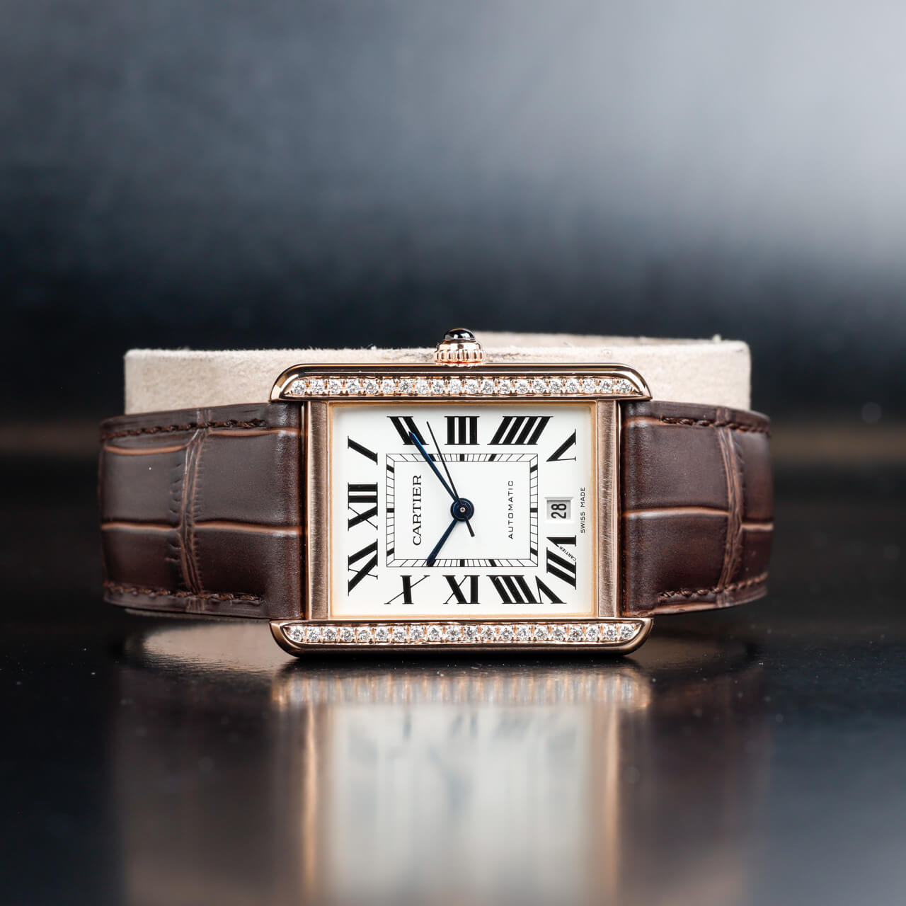 Exel Watches Tank Solo XL with natural diamonds customization 2