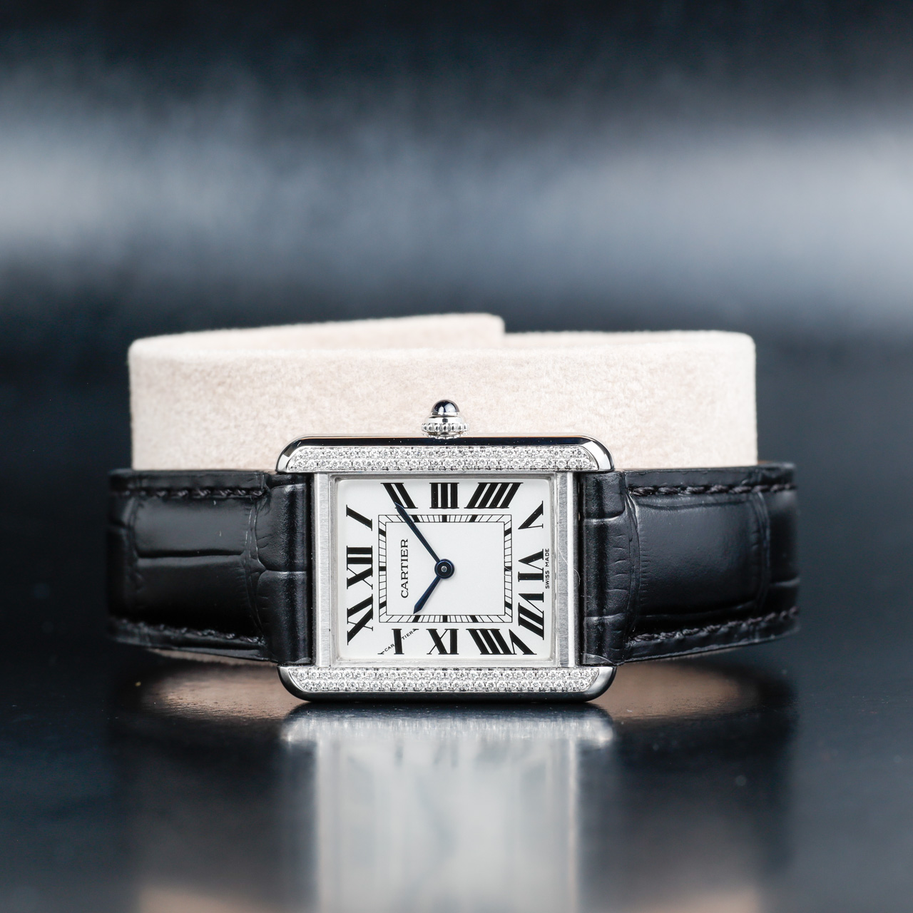 Cartier Tank Solo With Natural Diamonds Customization steel 2