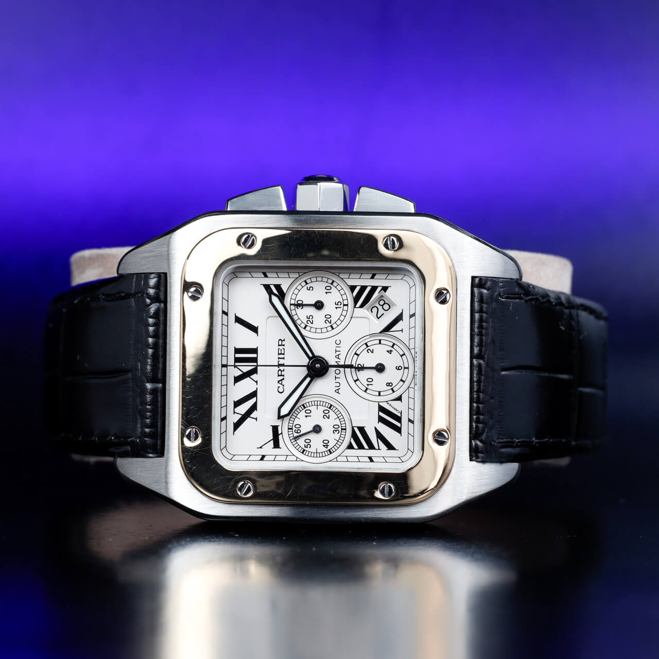 Cartier Santos 100 in steel/yellow gold - dial silver - 20