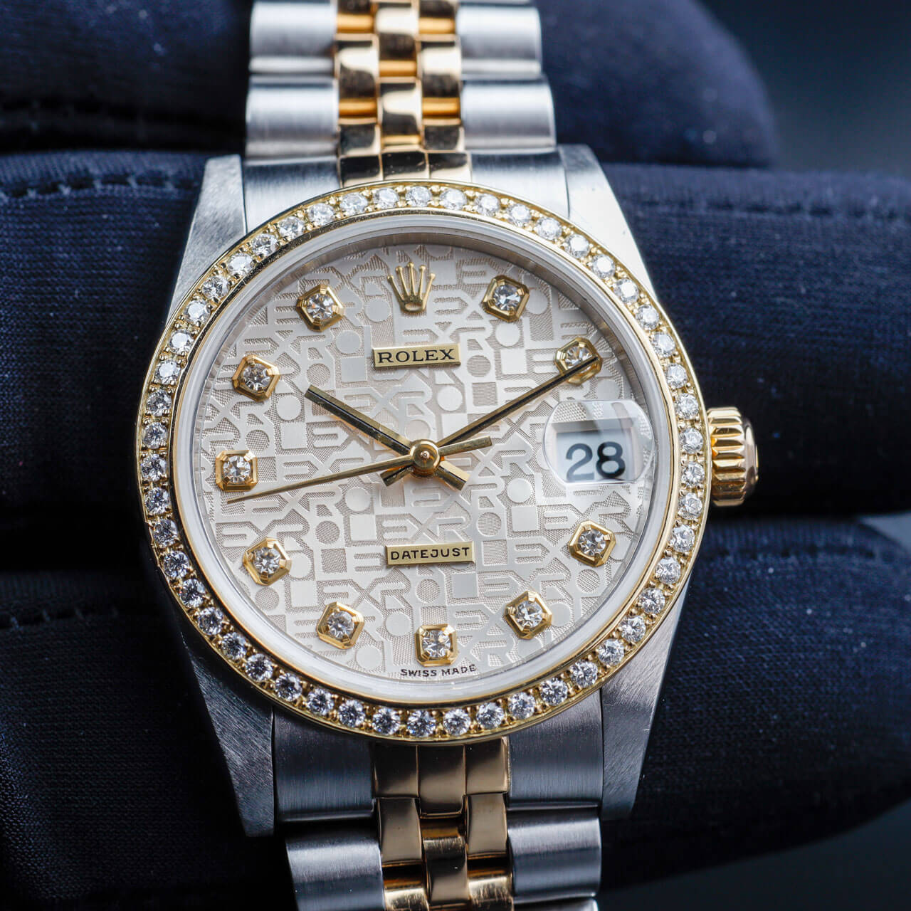 Rolex Datejust 31 Mit Natürlichen Diamanten Personalisierung stahl/gelbgold 10
