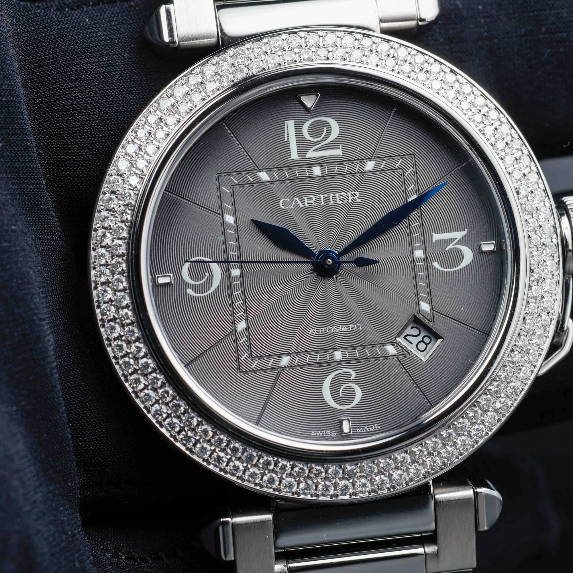 Cartier Pasha Mit Natürlichen Diamanten Nach Maß stahl 9