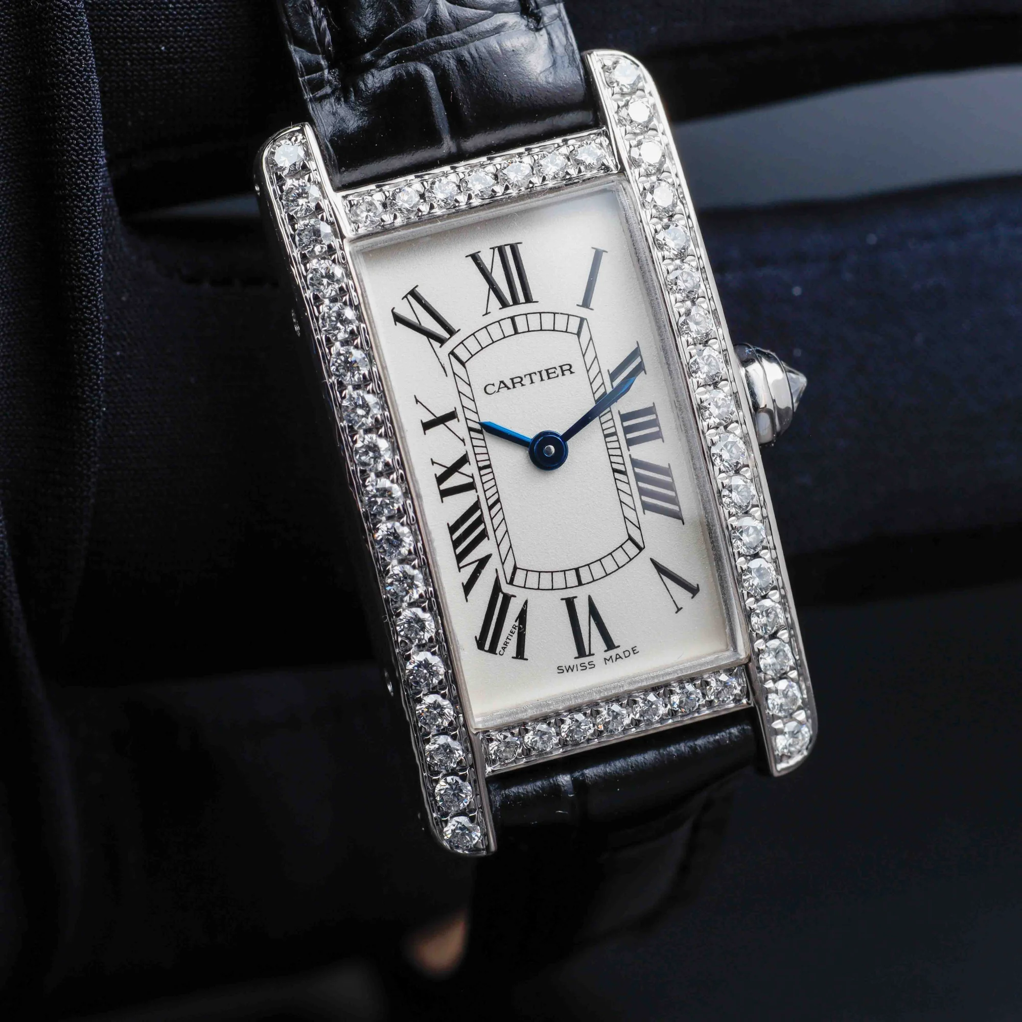 Cartier Tank AmÉricaine Avec Diamants Naturels Personnalisation or blanc 6