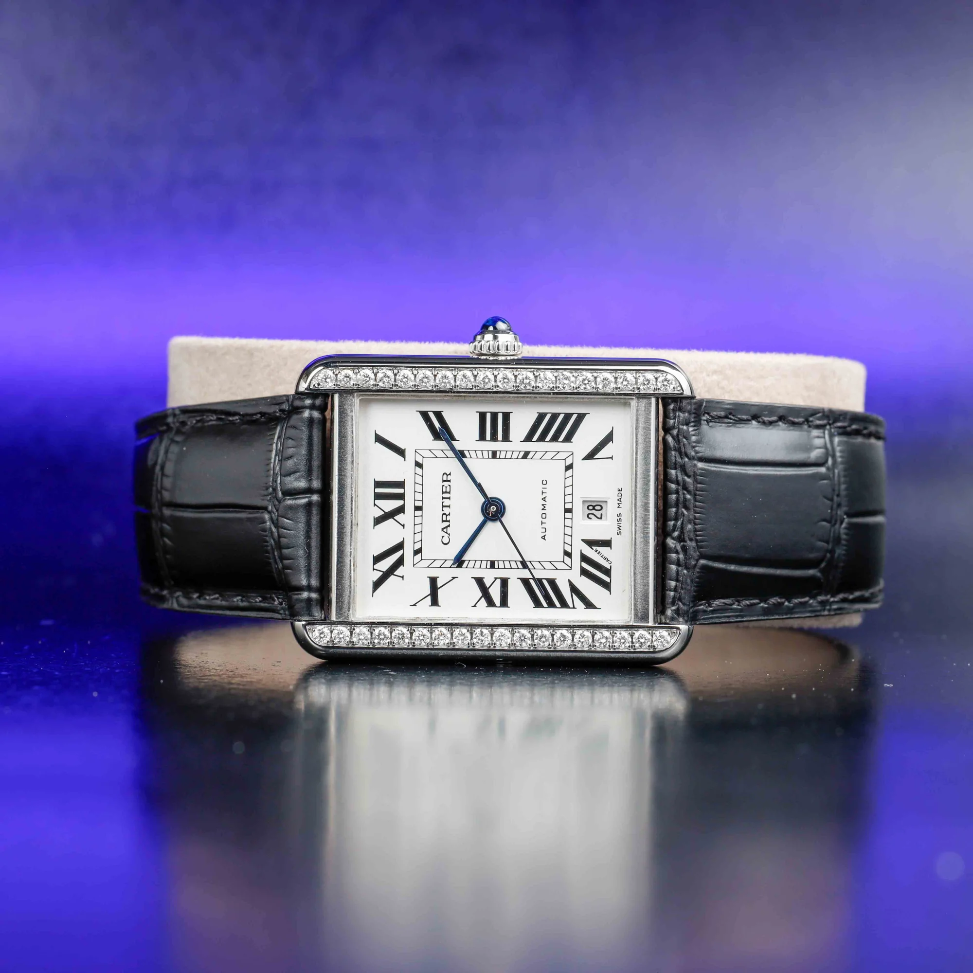 Cartier Tank Solo Xl With Natural Diamonds Customization steel