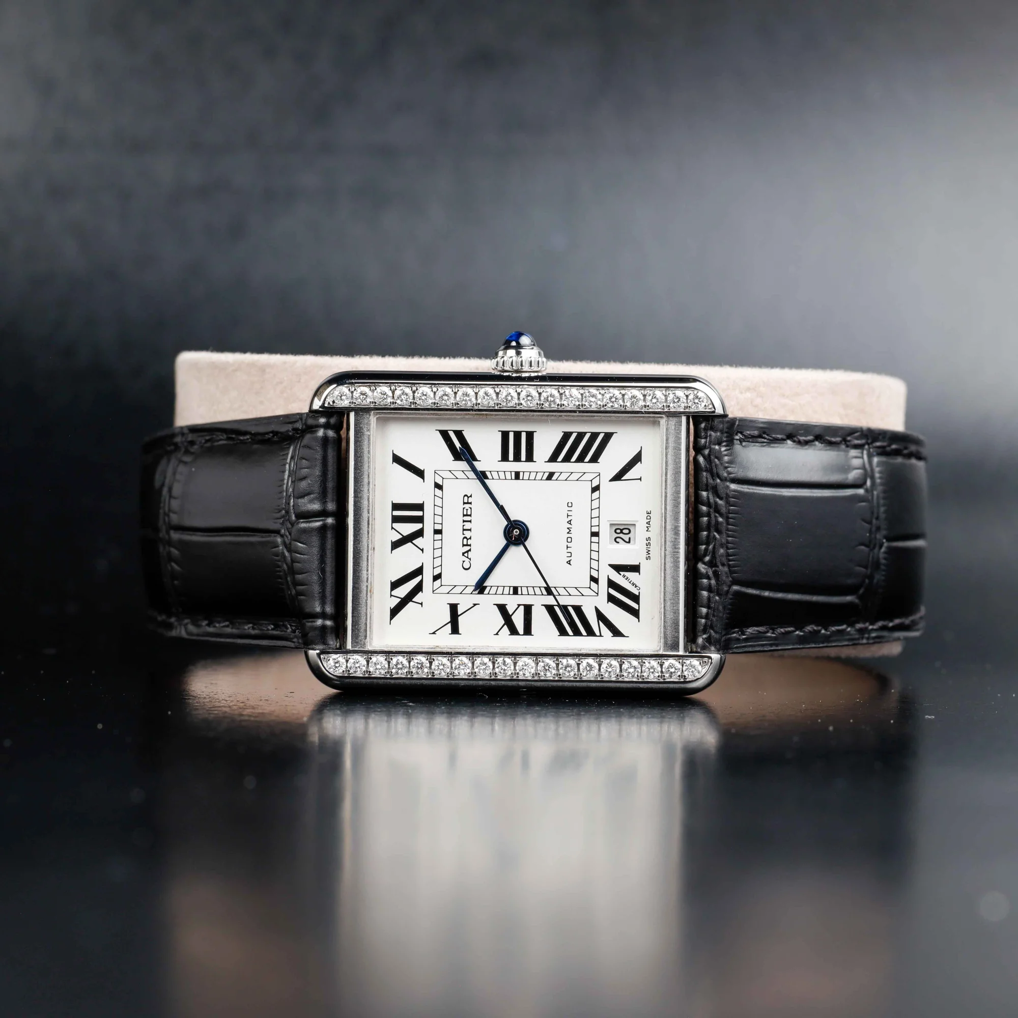 Cartier Tank Solo Xl With Natural Diamonds Customization steel 2