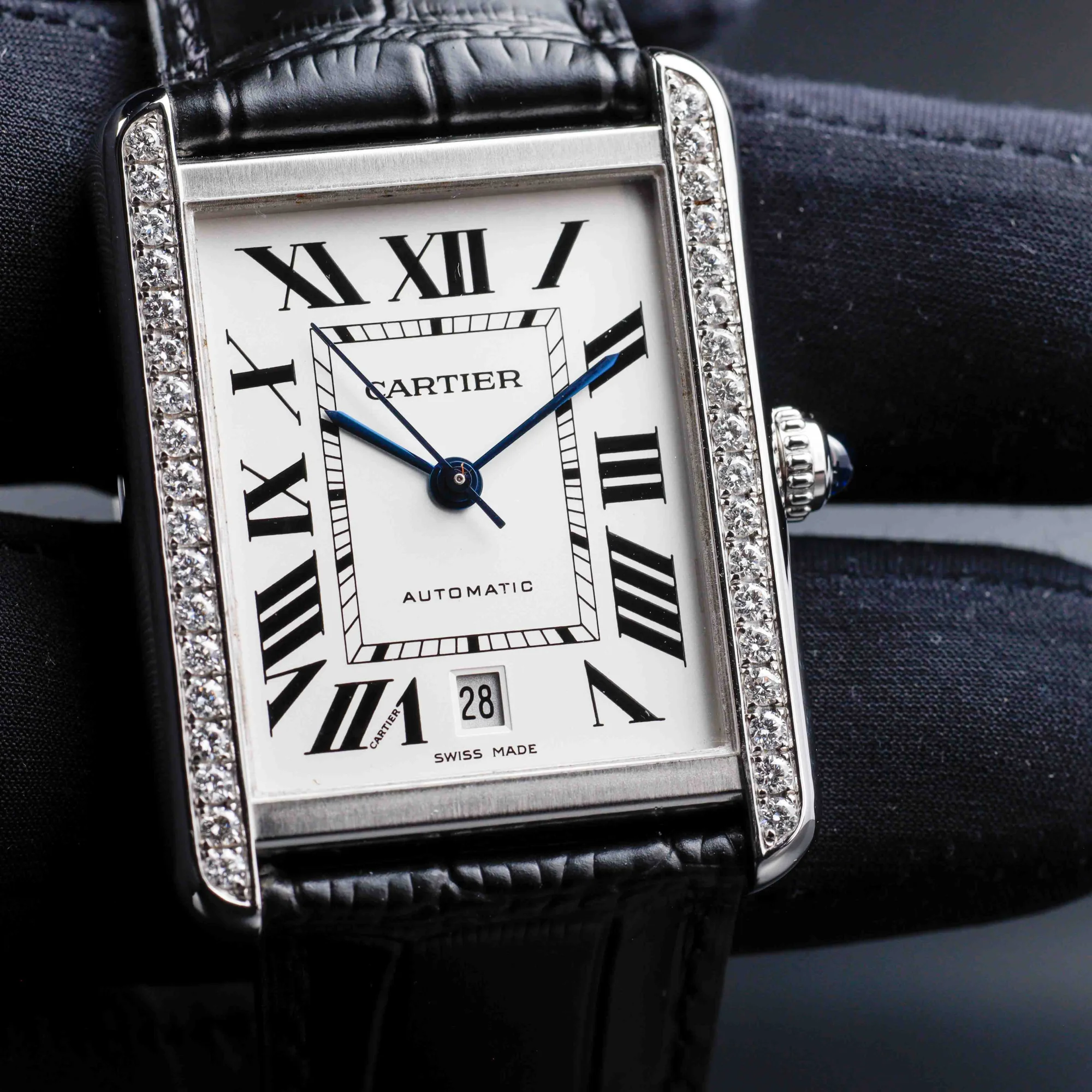 Cartier Tank Solo Xl With Natural Diamonds Customization steel 8