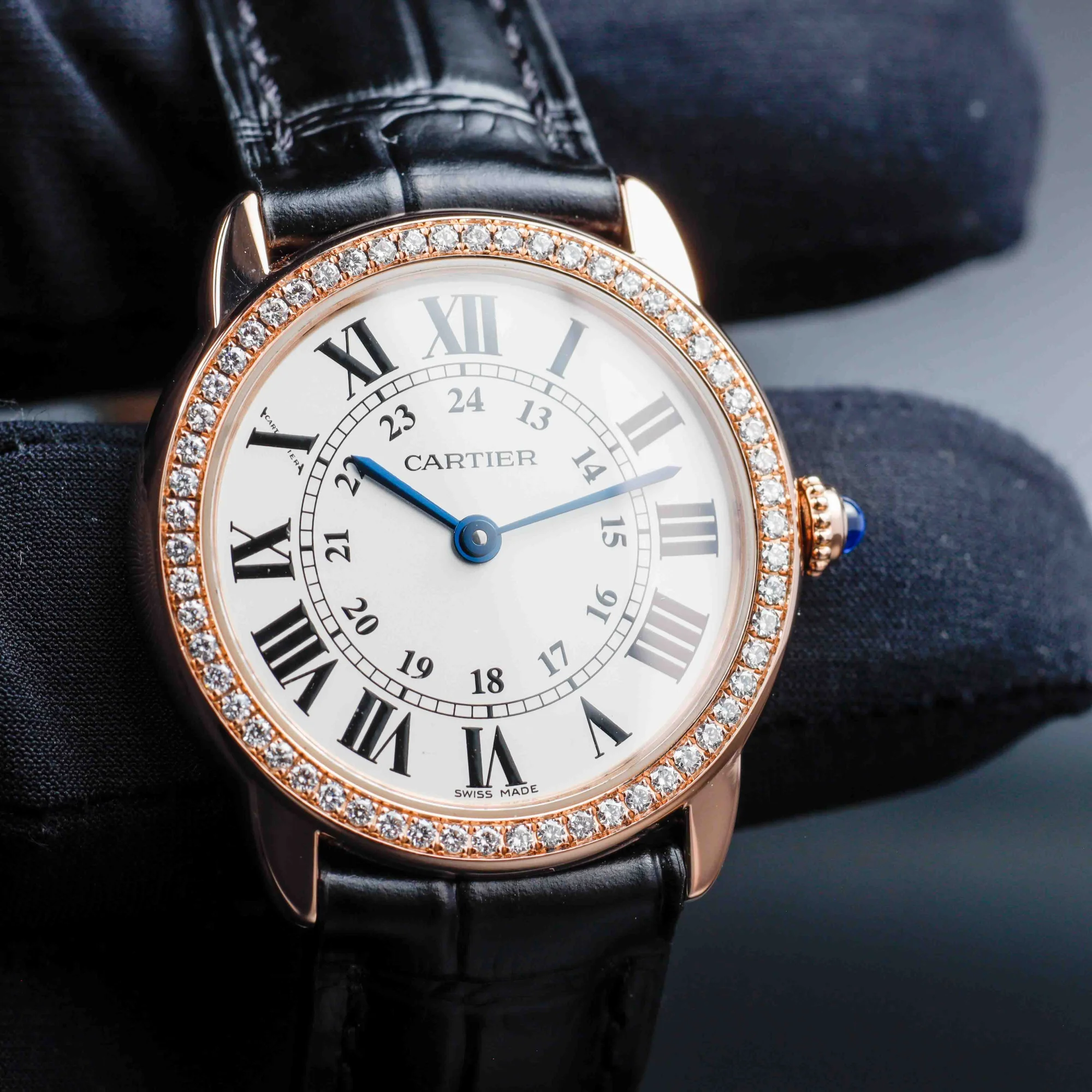 Cartier Ronde Solo Mit Natürlichen Diamanten Nach Maß rosa gold 7