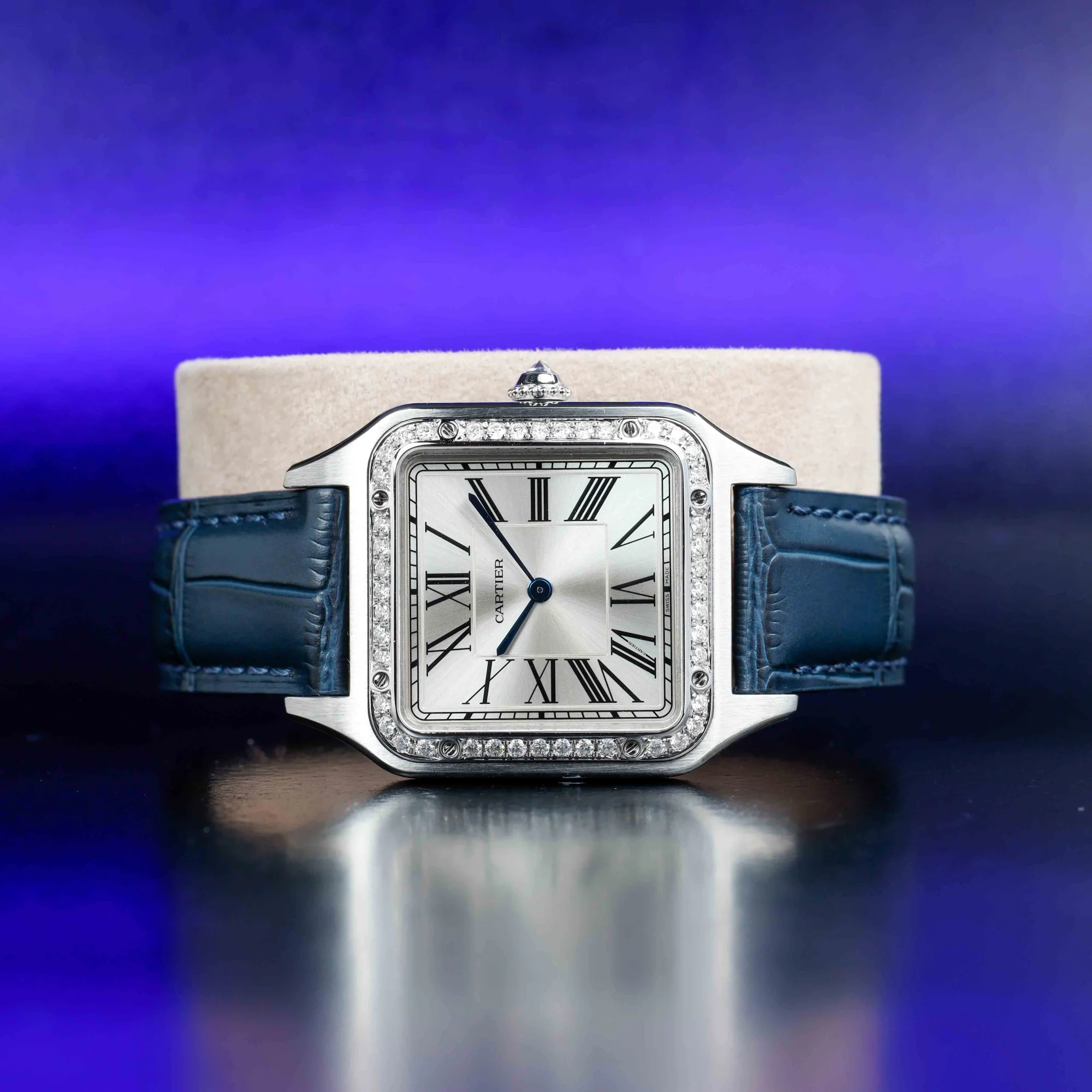 Cartier Santos Dumont Large With Natural Diamonds Customization acciaio