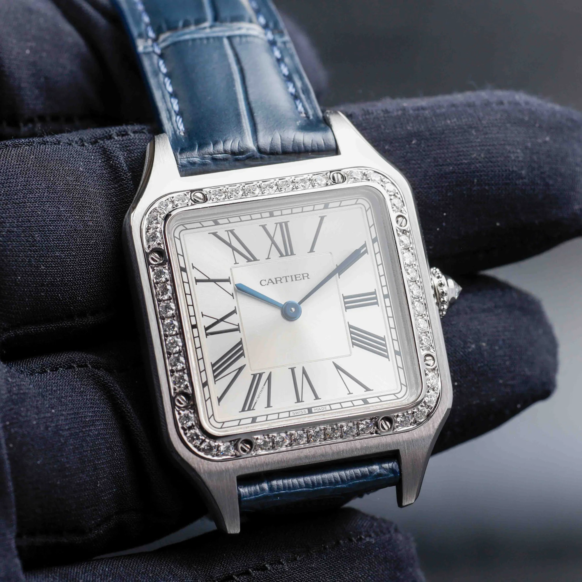 Cartier Santos Dumont Large Mit Natürlichen Diamanten Personalisierung stahl 8