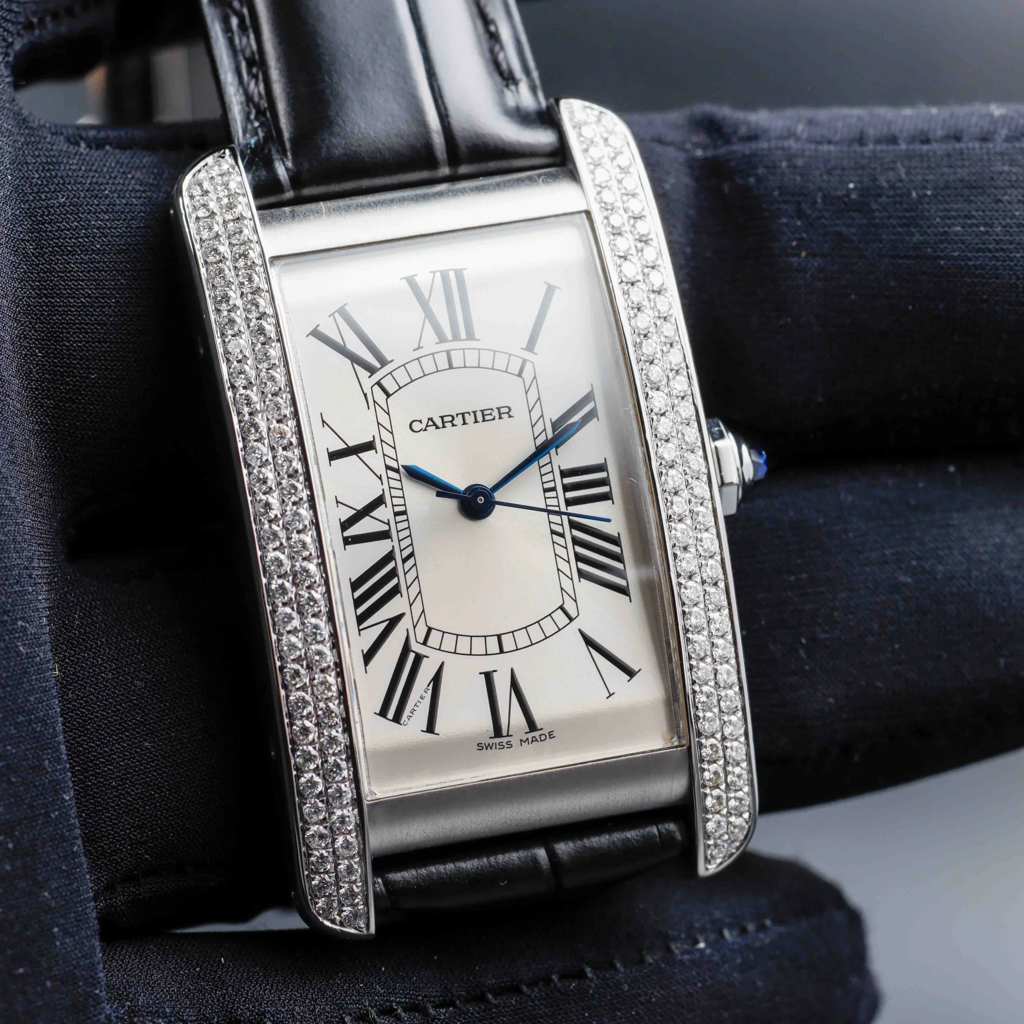 Cartier Tank AmÉricaine With Natural Diamonds Customization steel 8