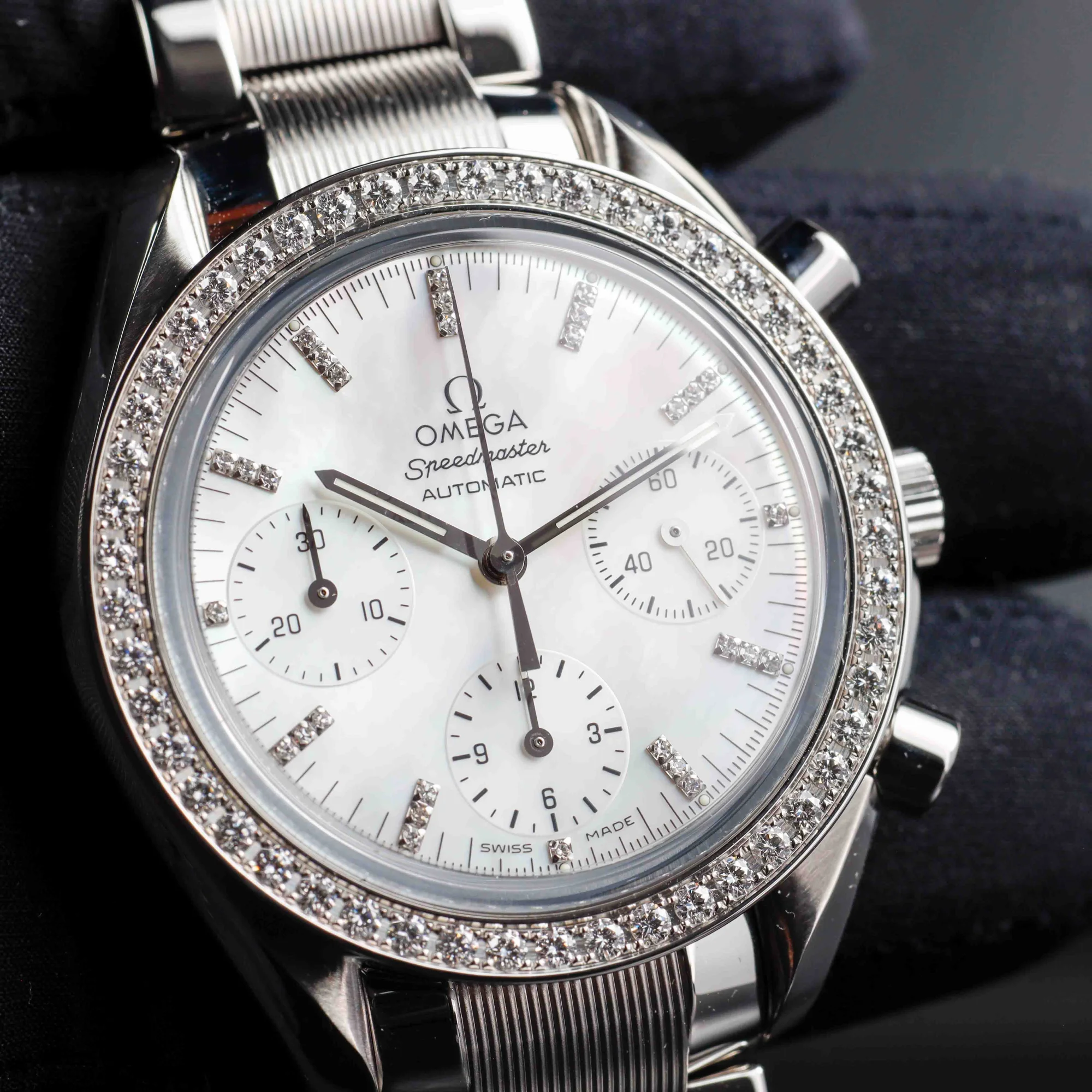 Oméga Speedmaster Avec Personnalisation En Diamants Naturels acier 10