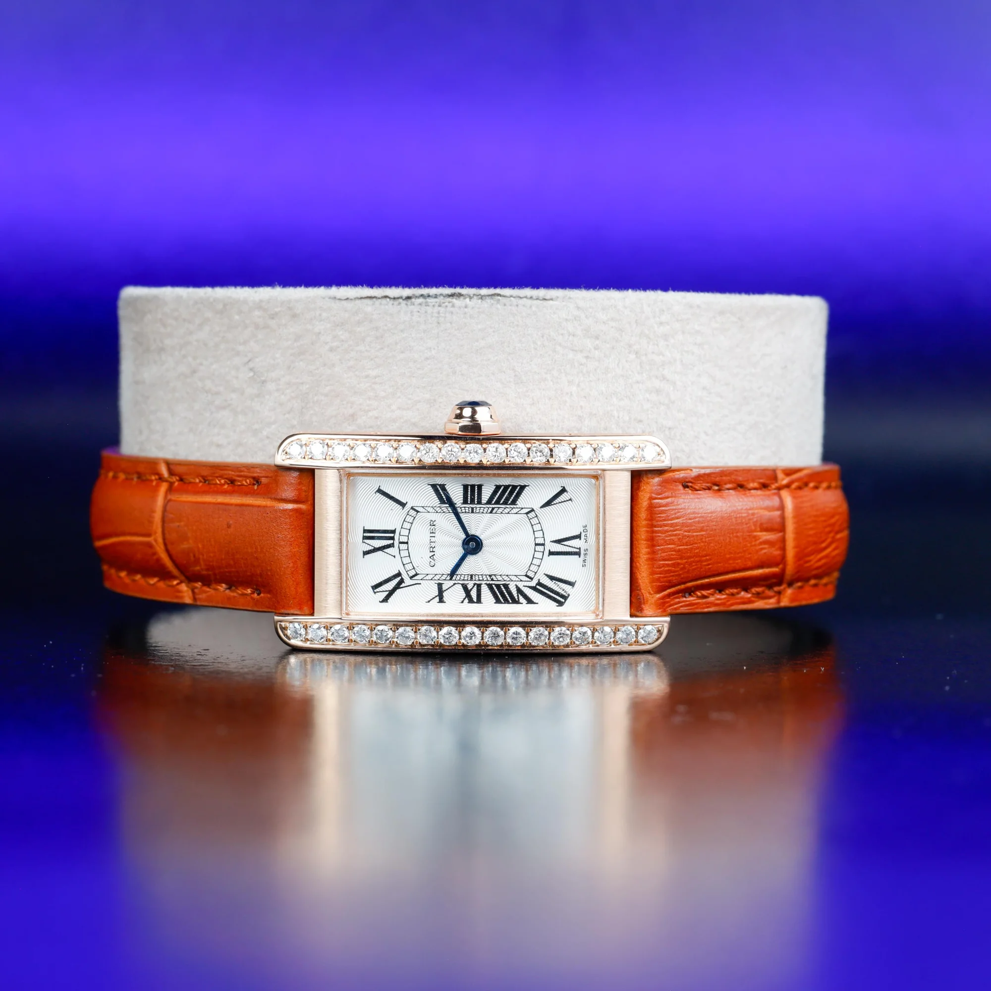Cartier Tank AmÉricaine Avec Diamants Naturels Personnalisation or rose