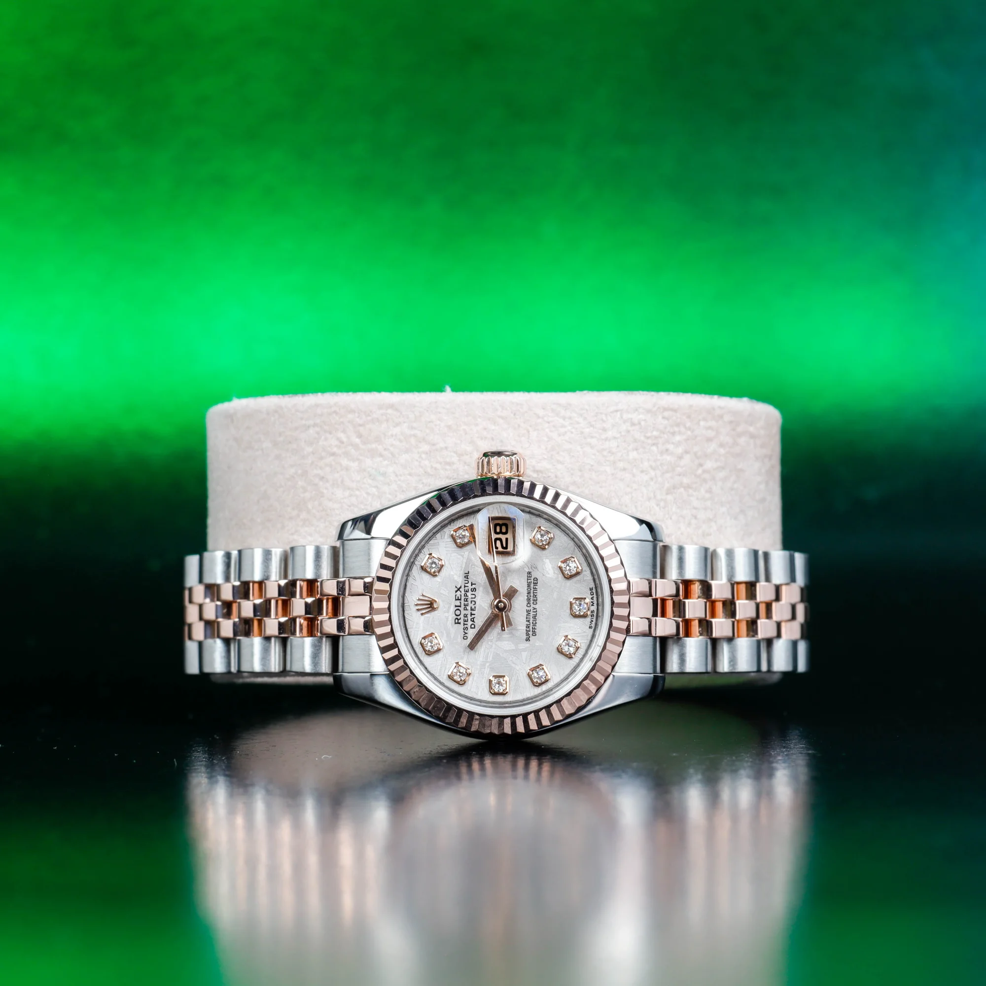 Rolex Lady-datejust 26 „meteoritenzifferblatt“ stahl/roségold