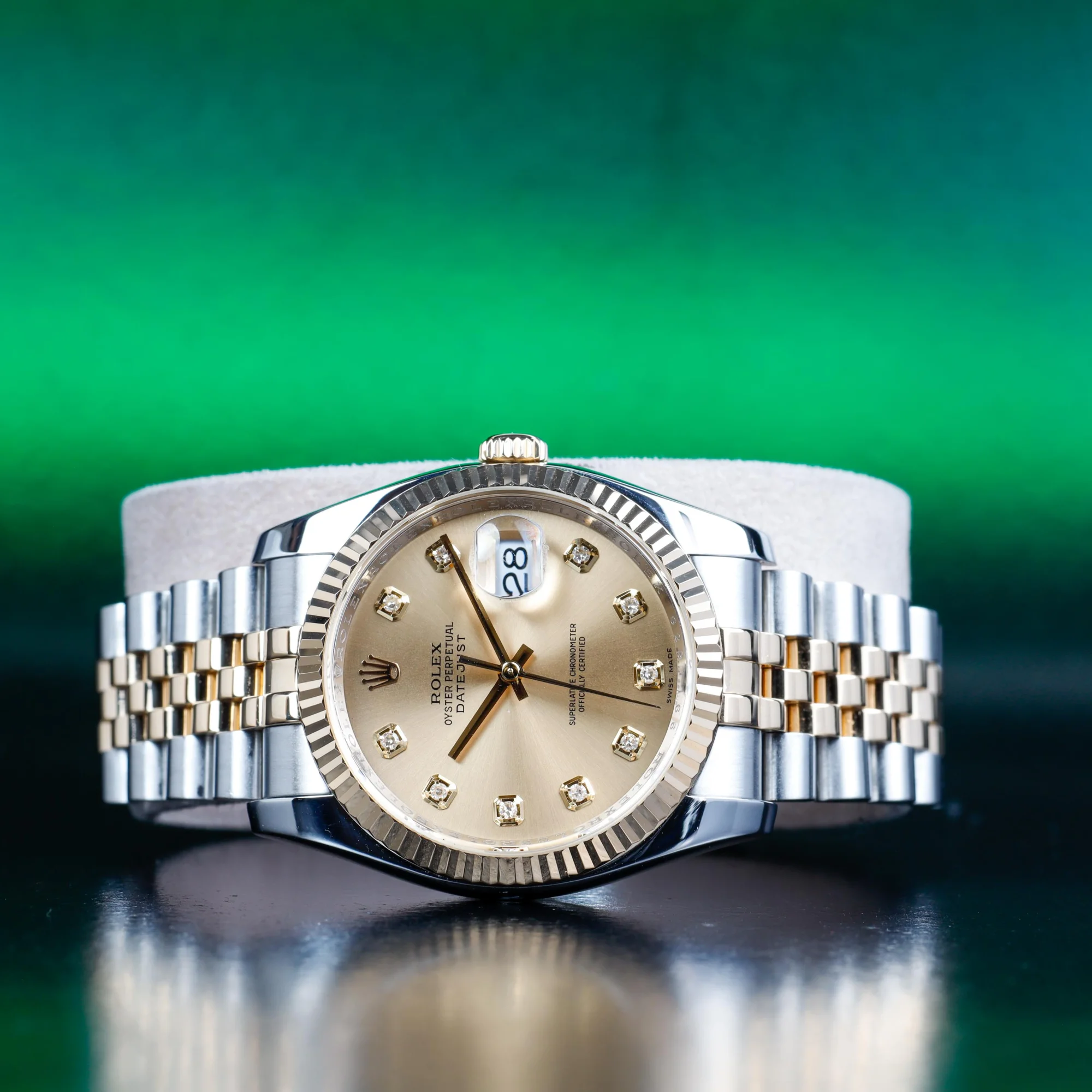 Rolex Datejust 36 à Cadran Serti De Diamants acier/or jaune