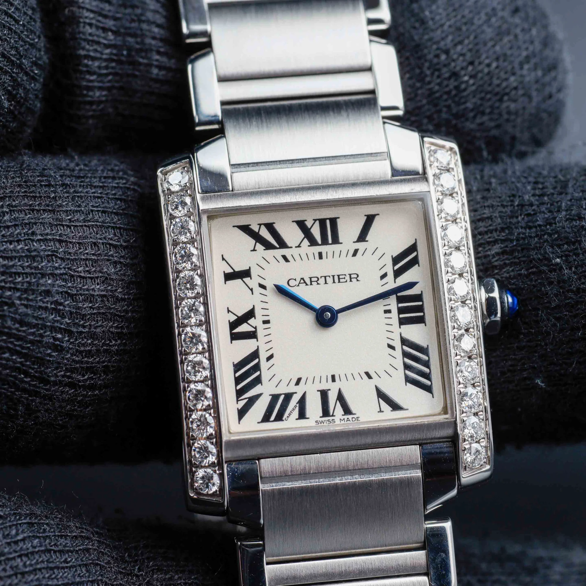 Cartier Tank FranÇaise With Natural Diamonds Customization acciaio 10