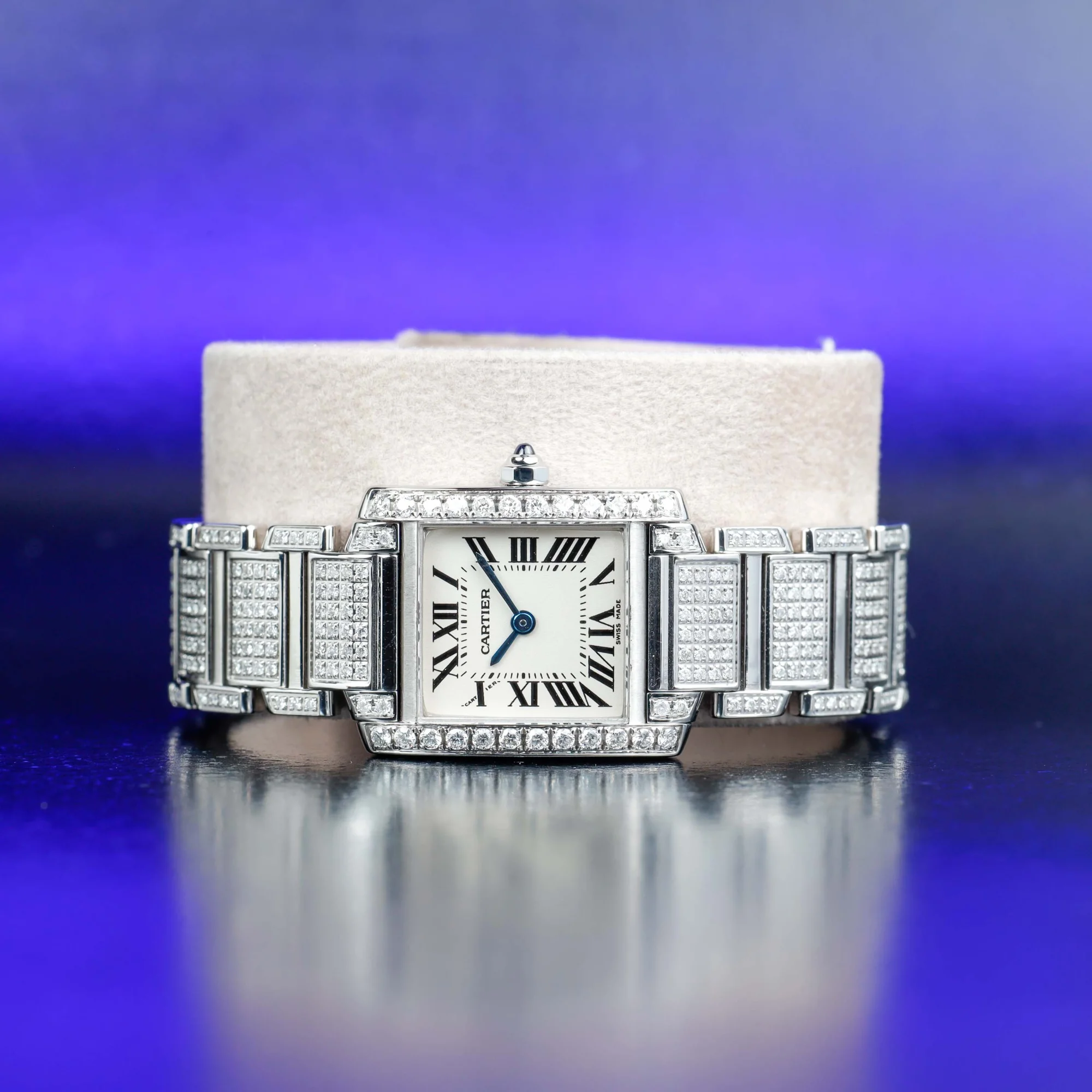 Cartier Tank Française Iced  Fully Custom Diamond steel
